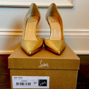 Christian Louboutin Iriza 100 Gold Heels Size 37